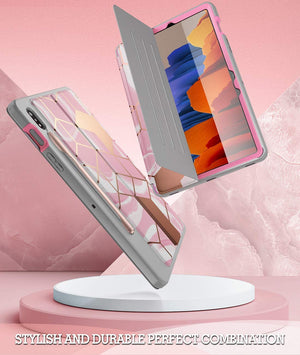 iMoshion Coque tablette Design pour Samsung Galaxy Tab A9 - White Marble