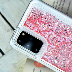 Pink Glitter Cascade Protective Phone Case - Fits iPhone XR